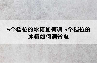 5个档位的冰箱如何调 5个档位的冰箱如何调省电